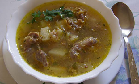 Гречневый суп с куриными желудочками (Рецепт для мультиварки)