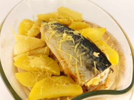 ЗАПЕЧЁННАЯ СКУМБРИЯ С СЫРОМтр