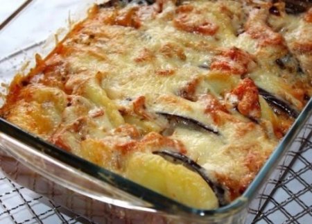 Картофельная запеканка с баклажанами