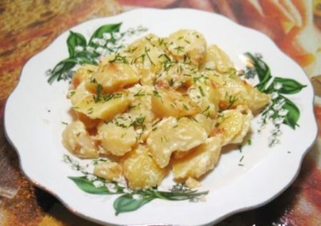 Картофель жареный со сметаной