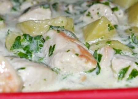 Картофельная запеканка с курицей.