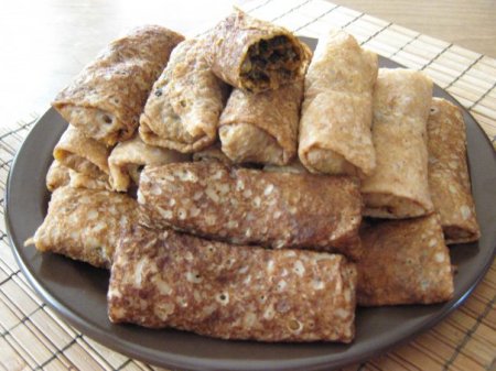 Блинчики с грибами и луком