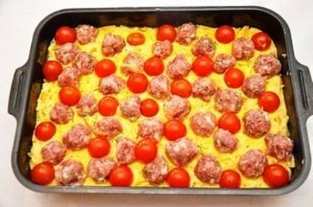 Картофельная запеканка с мясными шариками