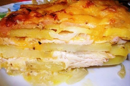 Картофельная запеканка с курицей и сыром