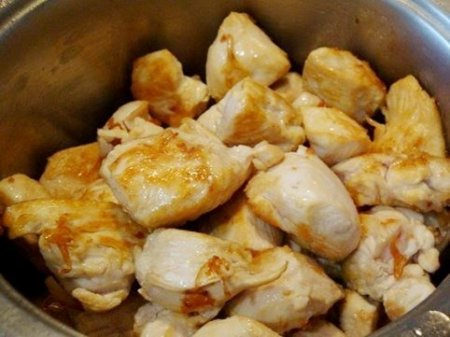 Курица с тыквой и шампиньонами в сметане.