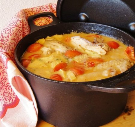 Курица в белоснежном вине с сыром