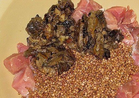 Греча с мясом и грибами