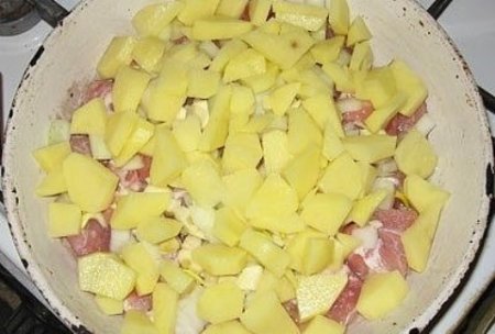 Тушеное мясо под сыром