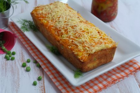 Сырный кекс с тыквой и куриным филе 