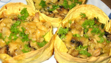 Грибная запеканка в лаваше