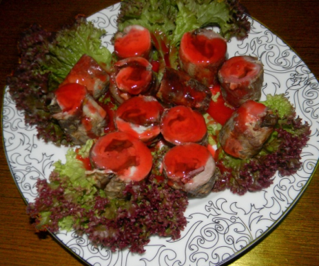 Мясные пенечки под апельсиновым соусом