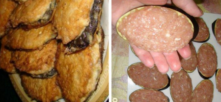 Баклажаны в мясной шубке