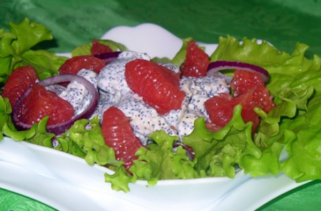 Салат из курицы, грейпфрута и мака