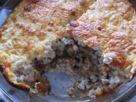 Грибная запеканка с перловкой