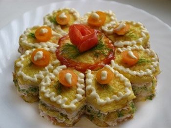 Тортик из омлетных блинчиков