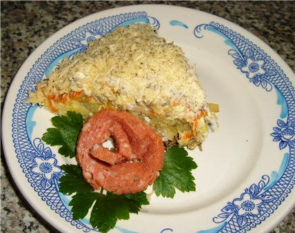 Картофельный салат с печенкой